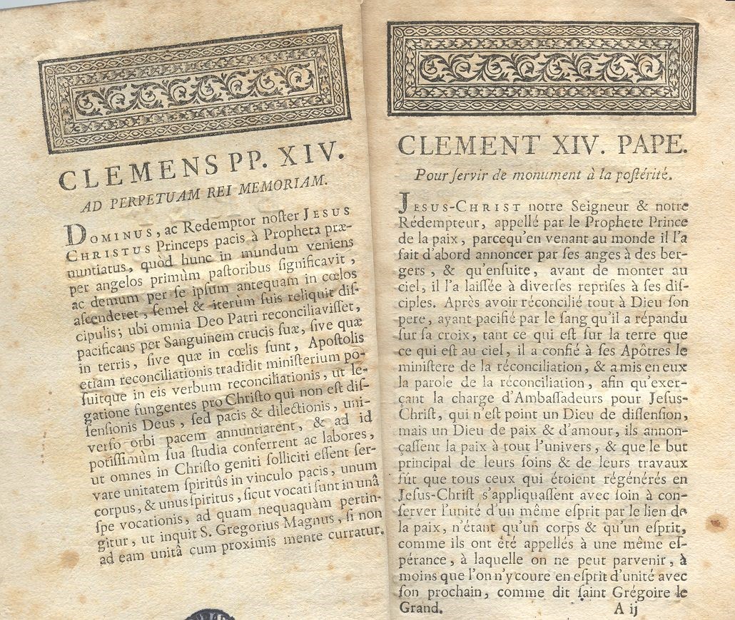 brewe papieża Klemensa XIV z dnia 21 lipca 1773, znoszące zakon jezuitów