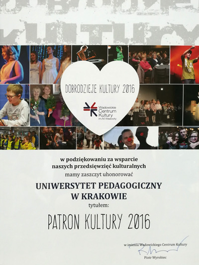 Uniwersytet Pedagogiczny Patronem Kultury w Wadowicach za rok 2016