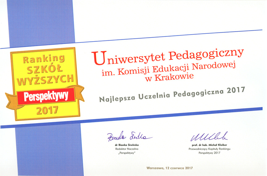 Perspektywy 2017 – dyplom dla Uniwersytetu Pedagogicznego