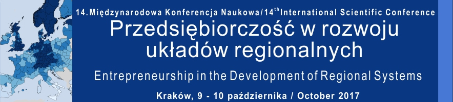 Baner 14. Międzynarodowej Konferencji Naukowej „Przedsiębiorczość w rozwoju układów regionalnych” 