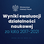 Wyniki ewaluacji działalności naukowej za lata 21017-2021 (baner)