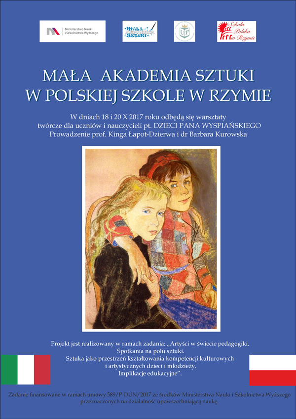 Plakat informujący o projekcie „Mała Akademia Sztuki w Polskiej Szkole w Rzymie”
