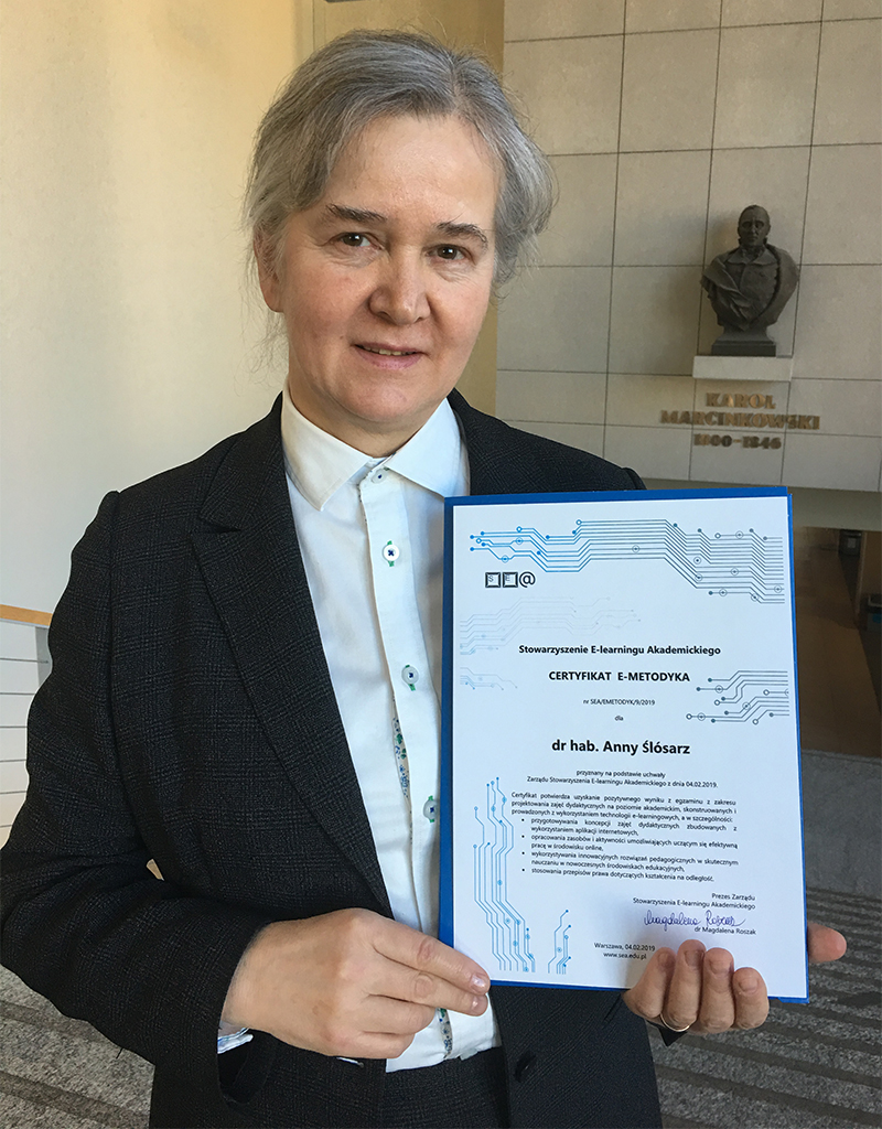 Dr hab. prof. UP Anna Ślósarz w gronie 11 certyfikowanych e-metodyków, zdjęcie 2 (2)