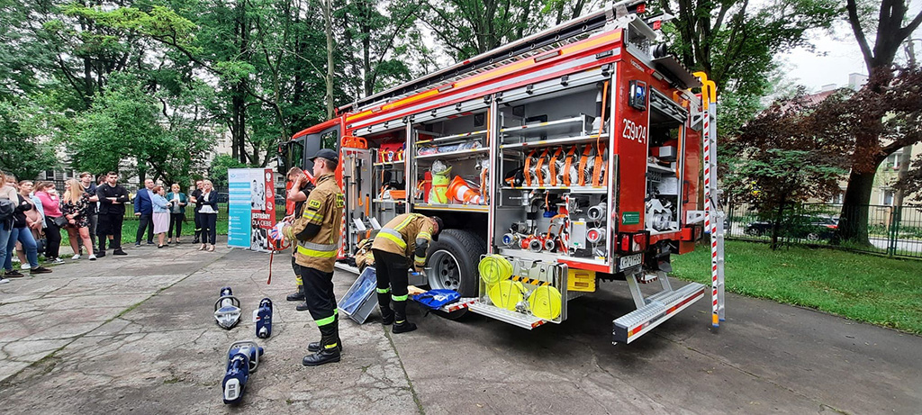 spotkanie ze strażakami ze Szkoły Aspirantów Państwowej Straży Pożarnej w Krakowie