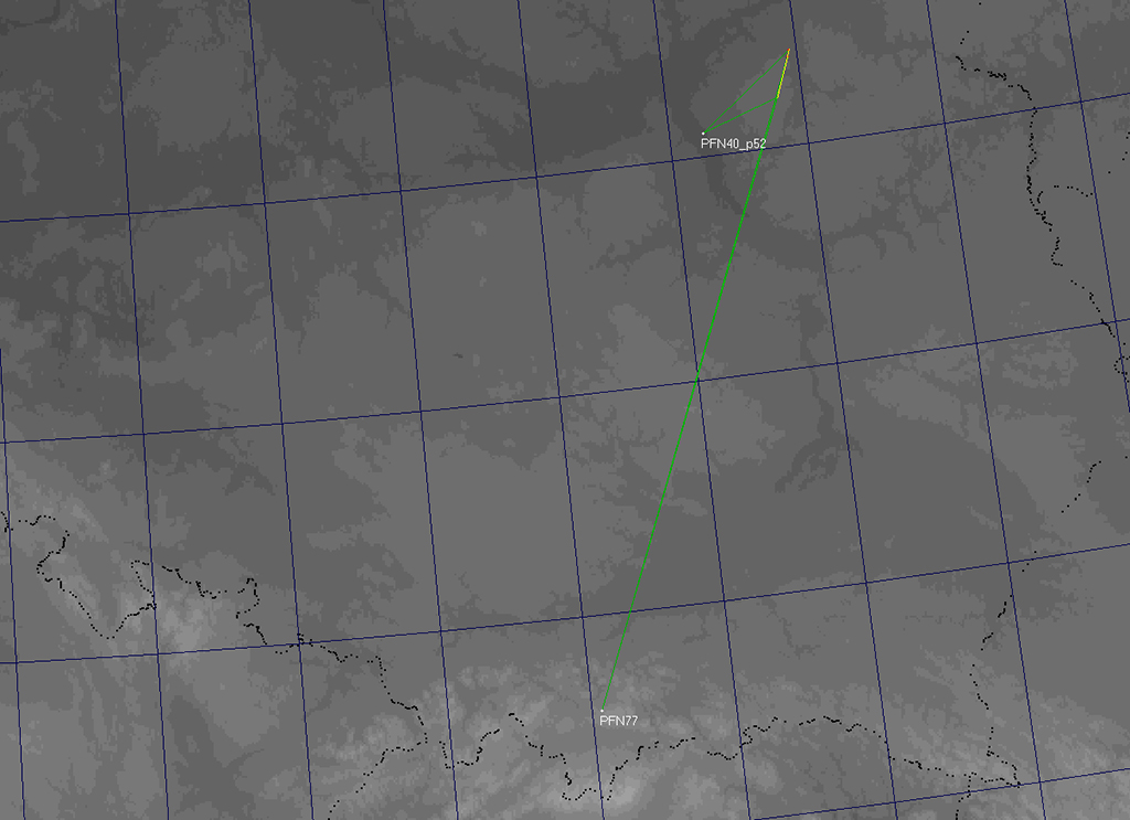 Przykład obserwacji bazowej meteoru z roju Geminidów przez dwie stacje: z Suhory i z Otwocka